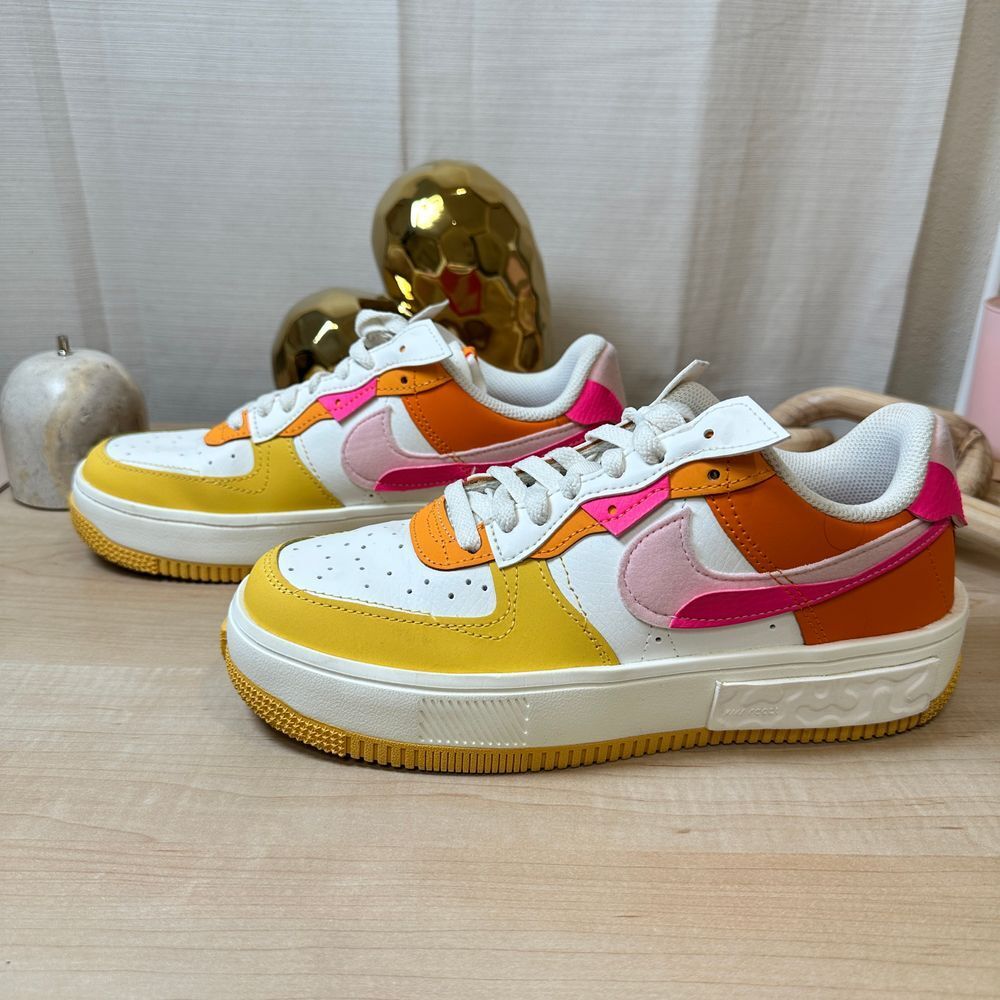 Nike Air Force 1‎ Impact Platform Sneakers Colorblock Pink Orange Yellow US 8 - Picture 2 of 11